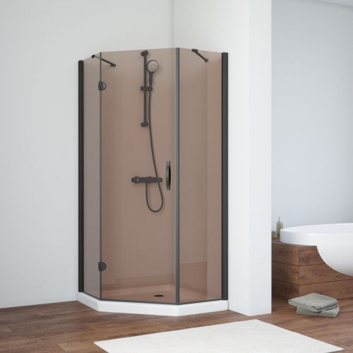 Душевой уголок Vegas-Glass AFA-Pen TUR+NOVO AFA-Pen NOVO 120 02М 05 L 120х120 стекло тонированное профиль черный матовый без поддона