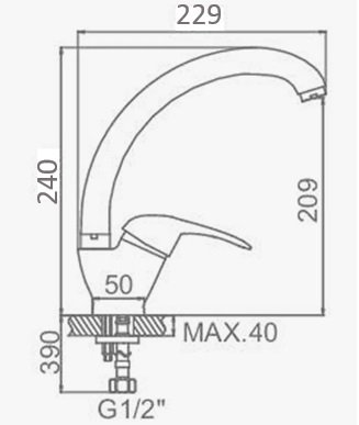 Смеситель для кухни D-Lin D150403-6 на мойку хром - фото 2