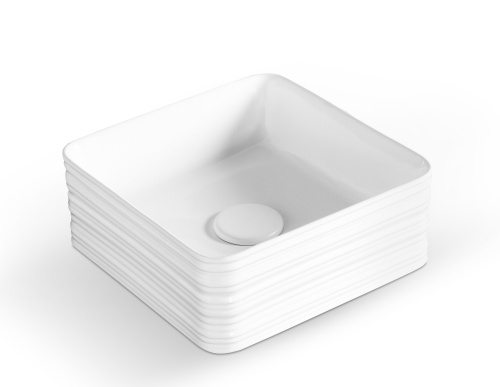 Раковина из сантехнического фарфора MILLEAU GLACE MU0051-GW 39х39 накладная цвет белый глянцевый без отверстий под смеситель