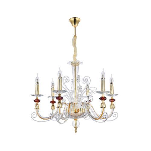 Люстра подвесная Crystal Lux Catarina (Цатарина) CATARINA SP6 V2 GOLD/TRANSPARENT-COGNAC