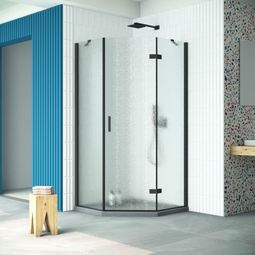 Душевой уголок Vegas-Glass AFA-Pen Retta AFA-Pen Retta 90 02М 02 R 90х90 стекло рифленое профиль черный без поддона
