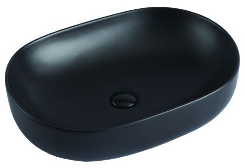 Раковина из санфаянса Azario AZ-78326MB 60х42 накладная цвет черный матовый без отверстий под смеситель