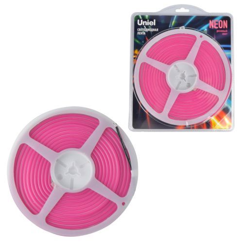 Светодиодная лента Uniel ULS-N01 ULS-N01-2835-120LED/m-6mm-IP67-DC12V-9W/m-5M-PINK блистер