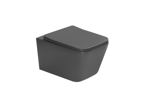 Унитаз подвесной SantiLine SL-5007DG цвет темно-серый матовый с сиденьем микролифт безободковый смыв воронка-водоворот