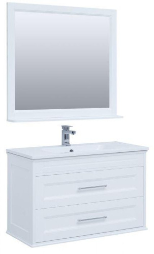Комплект мебели: тумба с раковиной + зеркало Aquanet Бостон М 00258284 99,6х46,3х154,5 напольный/подвесной