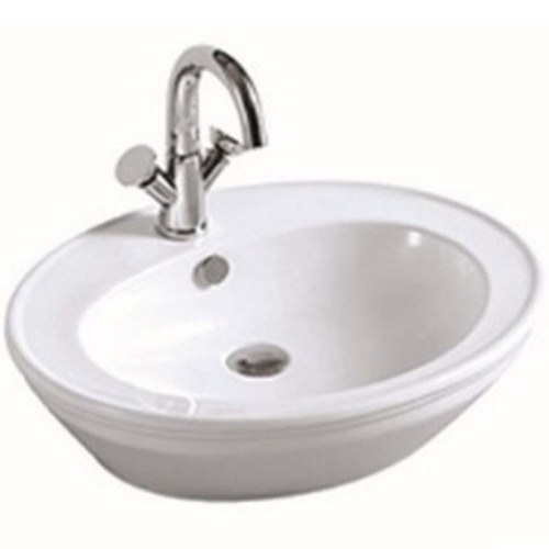 Раковина из санфаянса CeramaLux 3573 60х48 накладная цвет белый 1 отверстие под смеситель