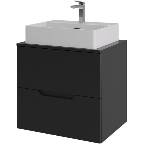 Тумба с раковиной Orange Line Li-60TubMDF+B04-500W 60х50 подвесная цвет черный