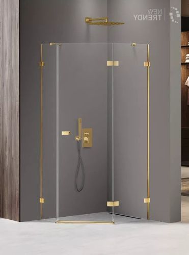 Душевой уголок New Trendy AVEXA Gold EXK-3847 100х80 стекло прозрачное профиль золото без поддона