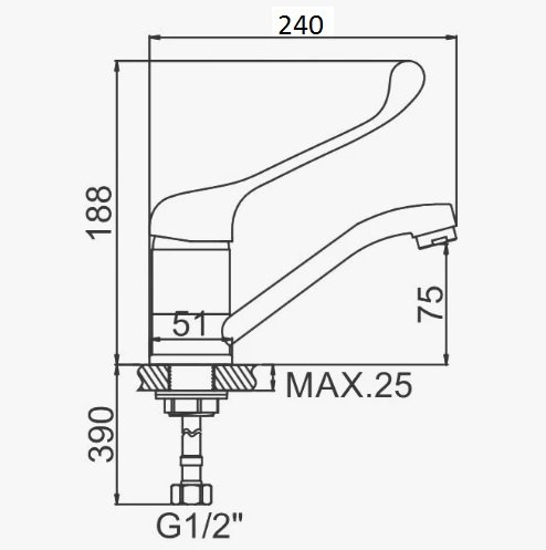 Смеситель для кухни D-Lin D154427-6 на мойку хром - фото 2