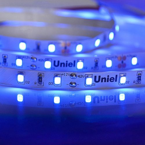 Светодиодная лента Uniel ULS-M11 ULS-M11-2835-60LED/m-8mm-IP20-DC12V-4,8W/m-5M-BLUE PROFI катушка в герметичной упаковке