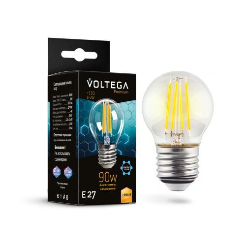 Лампочка светодиодная Voltega Globe E27 9W Graphene 7223
