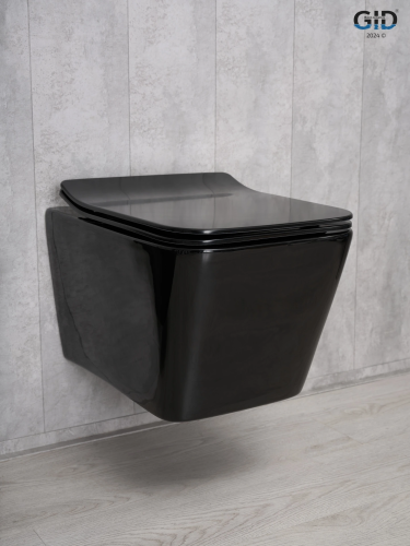 Унитаз подвесной Gid Cuadrado Tr2144BL (62224Y) черный глянцевый