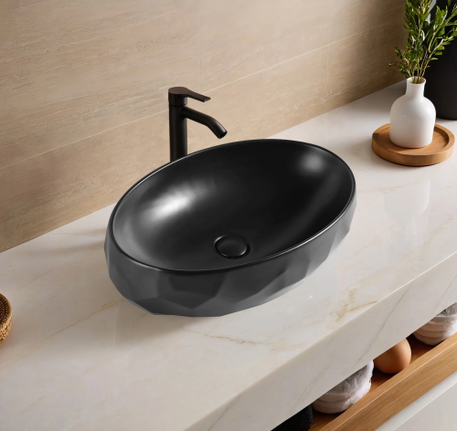 Раковина Gid Lago 60 см 53385 накладная цвет черный матовый