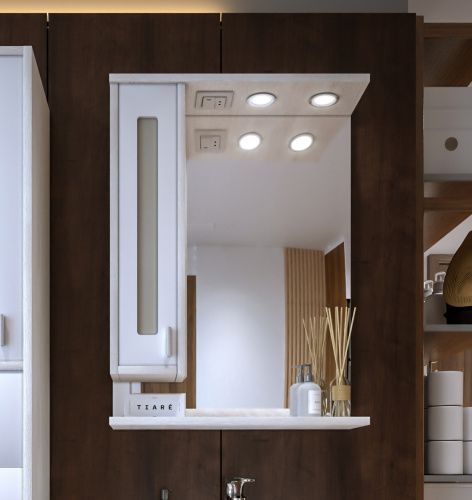 Зеркало-шкаф с подсветкой Бриклаер 4627125411991 62х20х84 подвесной цвет светлая лиственница/белый