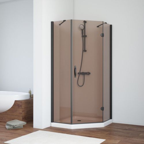 Душевой уголок Vegas-Glass AFA-Pen TUR+NOVO AFA-Pen NOVO 90 02М 05 R 90х90 стекло тонированное профиль черный без поддона