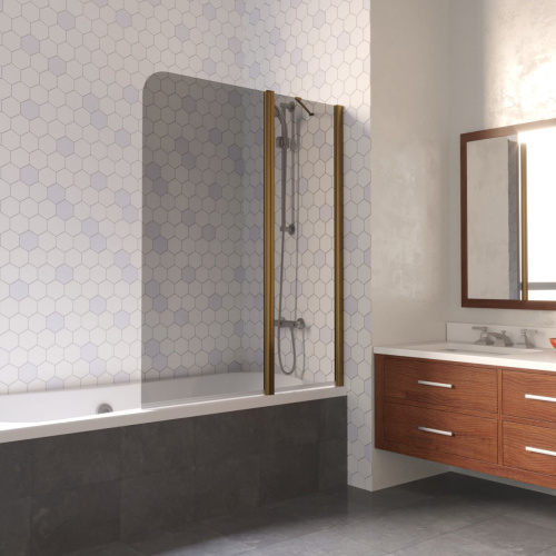 Душевая шторка на ванну Vegas-Glass E2V LUX ST E2V LUX ST 125 5 7 R 125х151 стекло тонированное профиль бронза