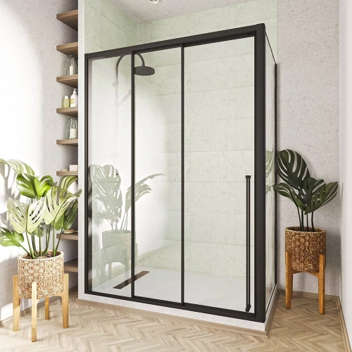 Душевой уголок Veconi Premium Prato PR3/L-SP-110100-01-B-C4 110х100 стекло прозрачное профиль черный без поддона