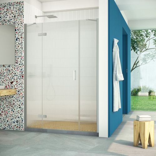 Душевая дверь Vegas-Glass AFP-F Retta AFP-F Retta 150 07 Moru L 150х200 стекло рифленое профиль хром