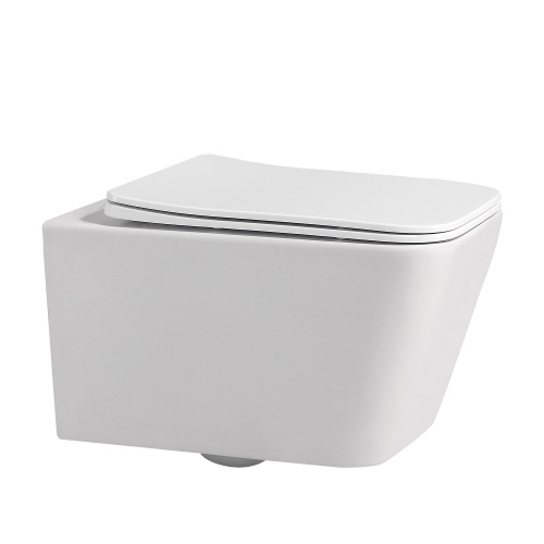 Унитаз подвесной Abber Rechteck AC1201MW белый матовый с сиденьем микролифт безободковый каскадный смыв