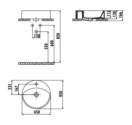 Раковина из сантехнического фарфора Creavit Minimal MN145-00CB00E-0000 45х45 накладная цвет белый - фото 2
