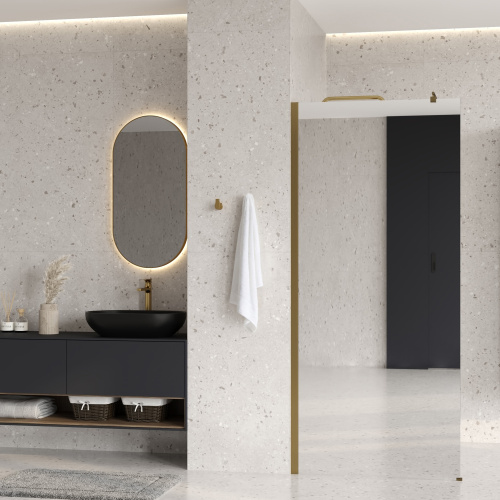 Душевая перегородка WasserKRAFT Rur 30W 30W39BG-MR 90х200 стекло зеркальное профиль золото матовое