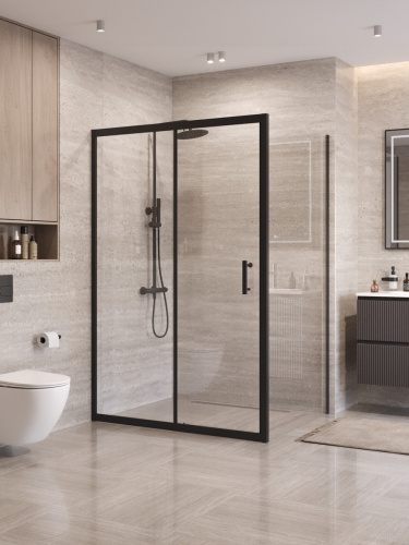 Душевой уголок BelBagno UNO-195 UNO-195-AH-1-130/100-C-NERO 130х100 стекло прозрачное профиль черный без поддона