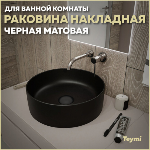 Раковина Teymi Lina 41 см T50197 накладная цвет черный