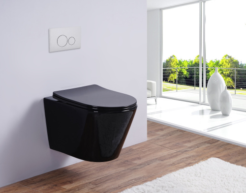 Унитаз подвесной Esbano CLAVEL ESUPCLAVB черный глянцевый с сиденьем микролифт безободковый каскадный смыв
