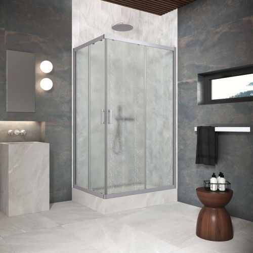 Душевой уголок Vegas-Glass ZA-F Protec ZA-F Protec 100*85 07 02 100х85 стекло рифленое профиль хром матовый без поддона