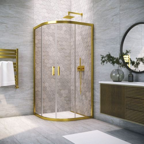 Душевой уголок Vegas-Glass ZS TUR+NOVO ZS TUR NOVO 90 09 05 90х90 стекло тонированное профиль золото без поддона