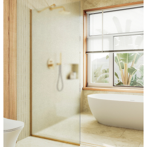 Душевая перегородка Maybah Glass MGD-680-3у 109х195 стекло тонированное профиль золото глянцевое