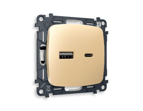 Комплект механизма розетки 2USB A+C 20W (быстрая зарядка) Ambrella Volt Omega (Омега) MO611010