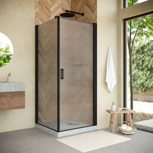 Душевой уголок Vegas-Glass EP-Fis NOVO EP-FIS NOVO h2000 90*80 02М Moru R 90х80 стекло рифленое профиль черный без поддона