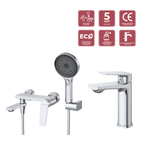 Комплект смесителей Cezares COMFORT COMFORT-VD/LS-01 настенный хром
