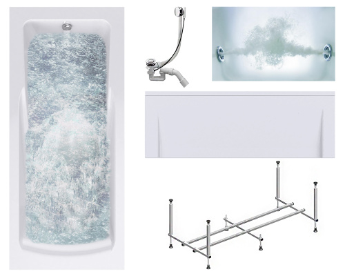 Ванна акриловая гидромассажная Timo HELLA HELLA1775-KT17-SPV1505-T-CM-FP17H 170х75 пристенная прямоугольная с каркасом