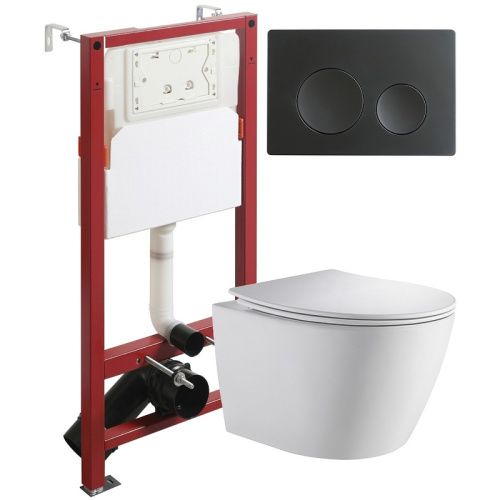 Комплект унитаз с инсталляцией и клавишей смыва Orange CI07-150W+APB144