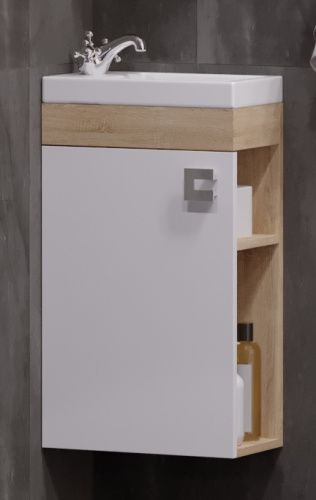 Тумба под раковину Corozo Комо SD-00000352 39х22х66 подвесная цвет белый/коричневый
