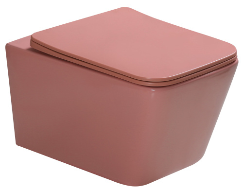 Унитаз подвесной SantiLine SL-5007P цвет персиковый матовый с сиденьем микролифт безободковый смыв воронка-водоворот