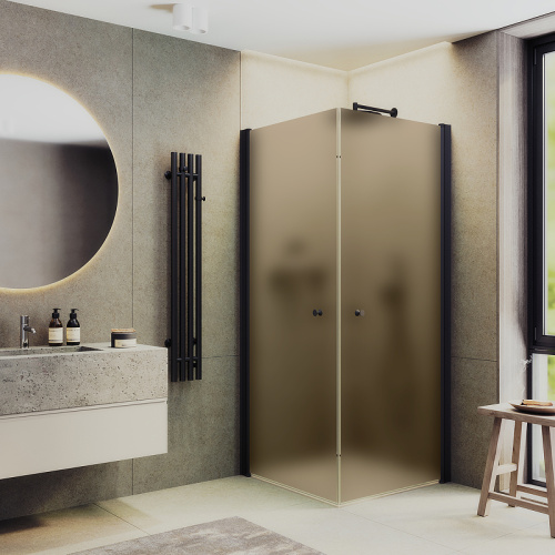 Душевой уголок Maybah Glass MGY-1301-6 90х90 стекло тонированное профиль черный
