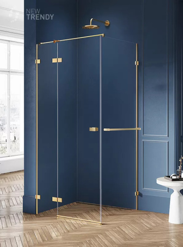 Душевой уголок New Trendy AVEXA Gold EXK-3012 80х90 стекло прозрачное профиль золото брашированное без поддона