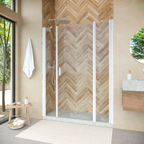 Душевая дверь Vegas-Glass EP-2F NOVO EP-2F NOVO h2000 205 01 crystalvision R 205х200 стекло прозрачное профиль белый