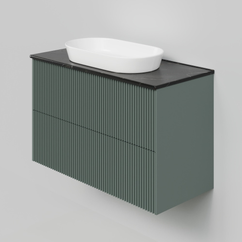 Тумба со столешницей La Fenice TERRA TWIN NFNC-01-TER-G-100-2-3-GB 102х62х47 подвесная цвет серый/зелёный