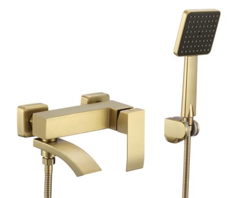 Смеситель для ванны и душа Fmark FS8624-1C настенный золото матовое