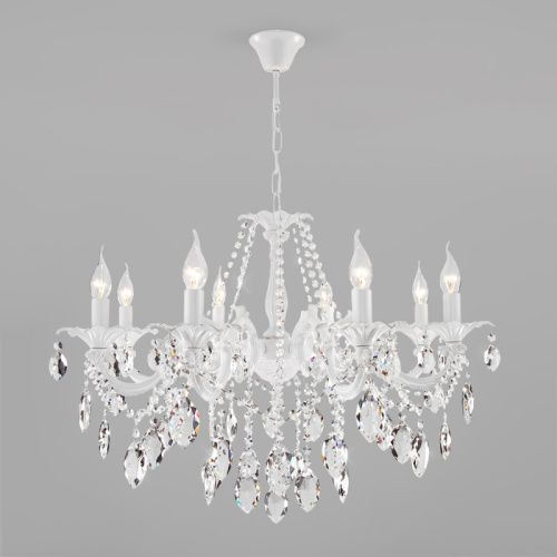 Люстра подвесная Eurosvet Veletta (Велетта) 10108/8 белый/прозрачный хрусталь Strotskis