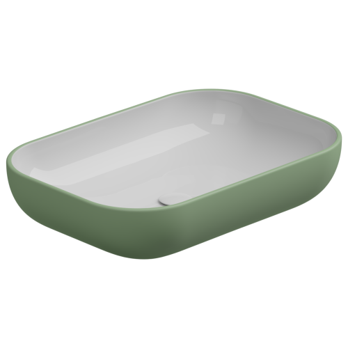 Раковина GSG Ceramic Design Easy 60см EALAVRE60BI000/031 накладная цвет белый/зеленый