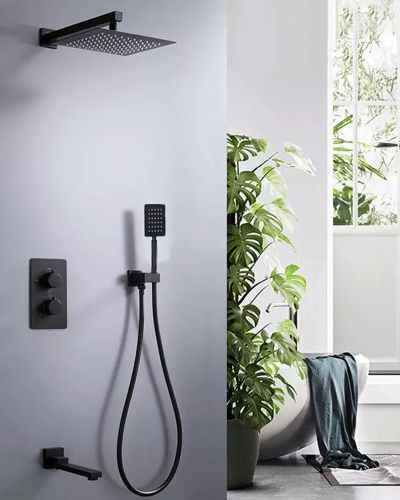 Душевая система ALMAes Weber TVZ-0808 встраиваемая цвет черный с термостатом