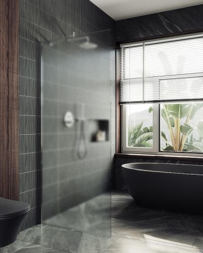 Душевая перегородка Maybah Glass MGD-1357-5ш 100х195 стекло тонированное профиль хром