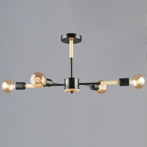 Люстра на штанге Reluce 99960-0.3-04 BK+WOOD