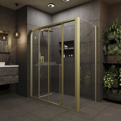 Душевой уголок Veconi Premium Prato PR4/L-SP-18080-01-G-C4 180х80 стекло прозрачное профиль золото без поддона