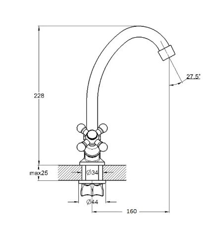 Смеситель для кухни D-Lin D151808 на мойку хром - фото 2